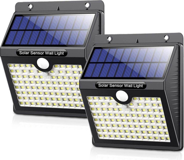 Lampada da esterno solare con sensore di movimento - 97 LED - Luce bianca - Illuminazione da giardino a energia solare - Impermeabile IP65
