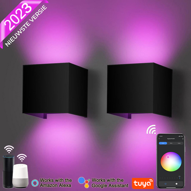 Camera da letto moderna per interni all'aperto Lettura su e giù Angolo regolabile Regolatore di luci a led App Lampada da parete Luci controllate da app