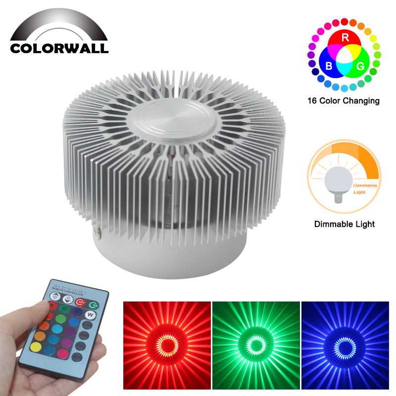 Applique da parete girasole 3W incorporata RGB con controller per lampada da parete per hotel per interni