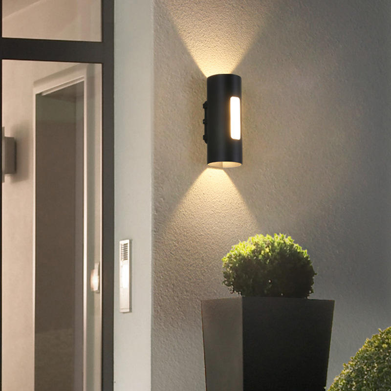 Nero Bianco Decorazione Applique Murale Quadrato Quadrato Arrotondato Su E Giù Luce Ip65 Impermeabile Accanto Lampada Da Parete A Led Cilindrico