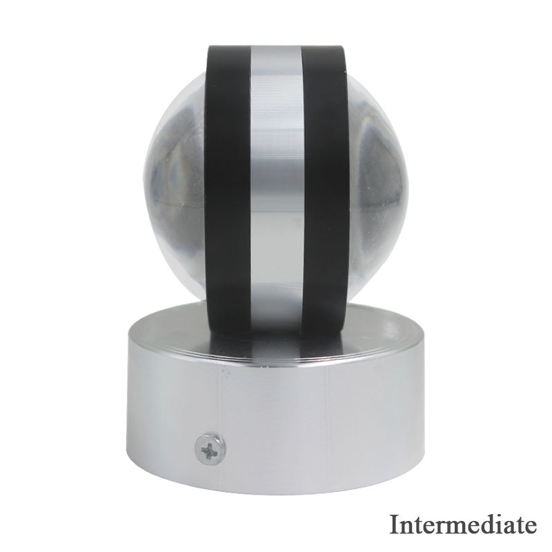 Lampada da parete su e giù per interni con luce in cristallo da 2W 6W Lampada da parete RGB Lampada da parete rotonda Lampada da parete in vetro