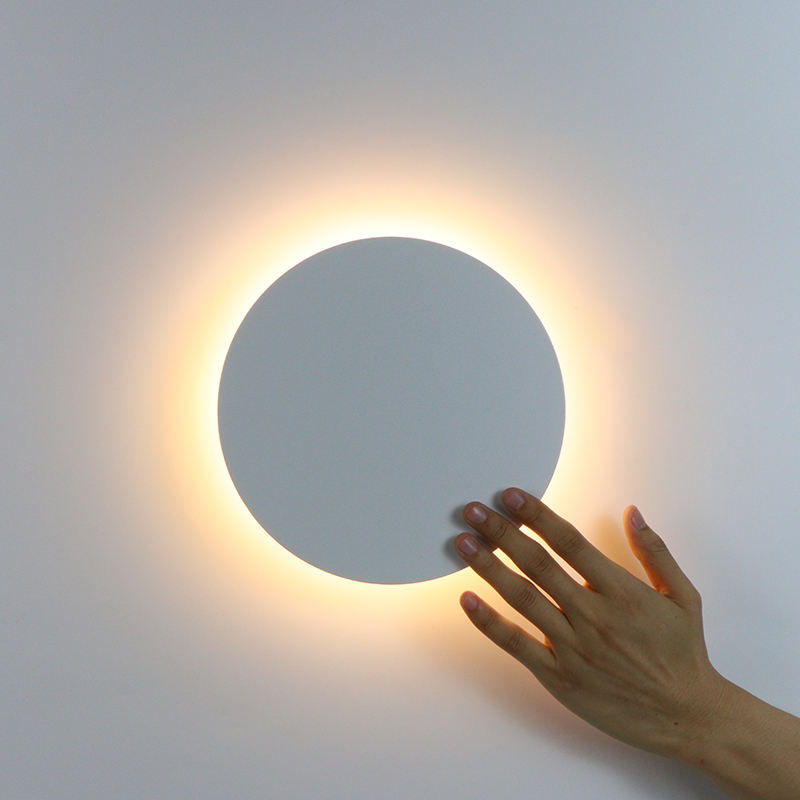 12W AC85-265V Lampada da parete a LED Circolare Luna rotonda Applique da parete Apparecchi di illuminazione per soggiorno Camera da letto Sala studio Scala