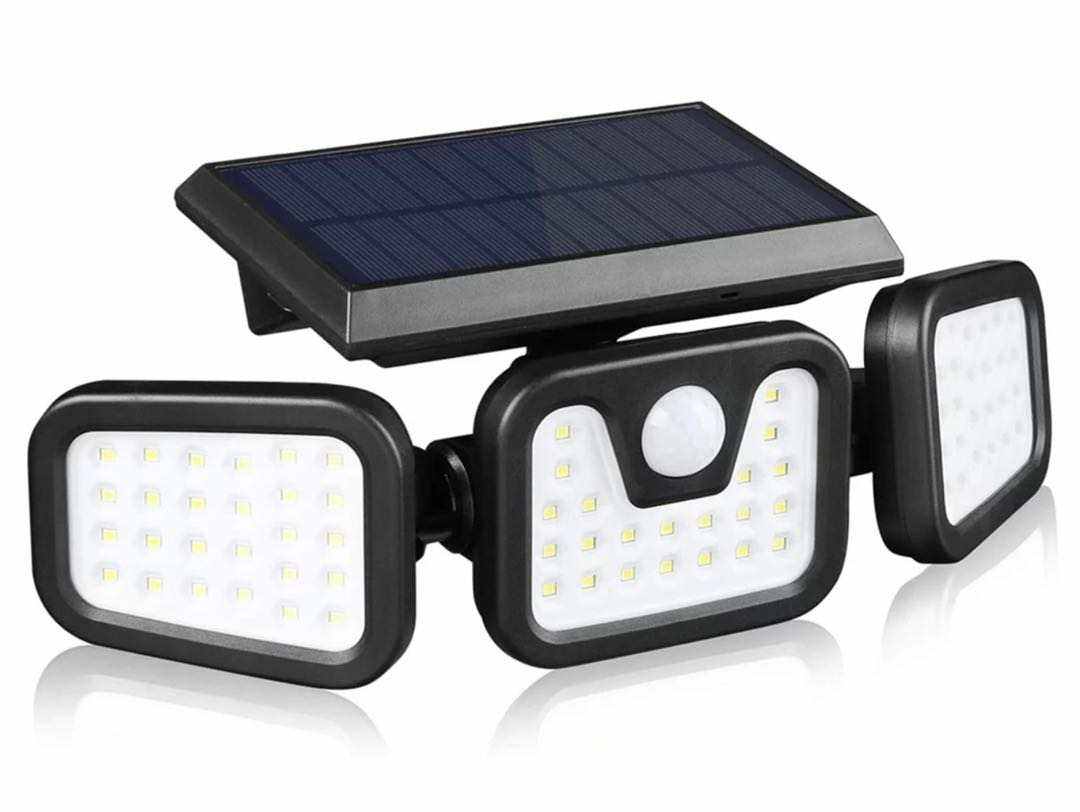 Hagood Lampada da parete a 3 teste impermeabile per esterni Tre teste 83 Luci di sicurezza alimentate a LED con sensore solare COB
