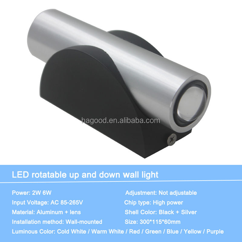 Fornito direttamente dalla fabbrica Corto rettilineo nero spazzolato 2W 6W Illuminazione scala Scala su e giù Applique a LED