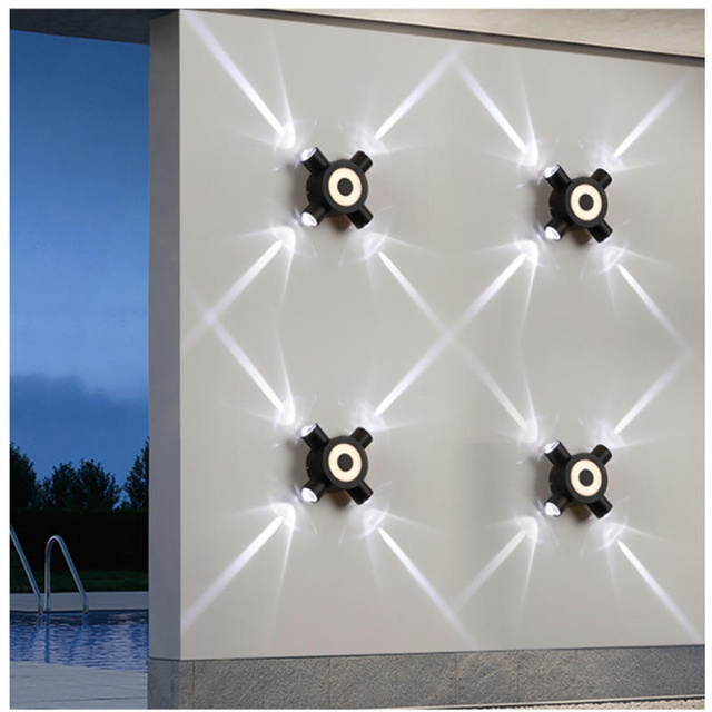 Cross stars design moderno Un raggio di luce da esterno giardino IP65 lampada da parete a led impermeabile 4W/12W Parete esterna decorativa
