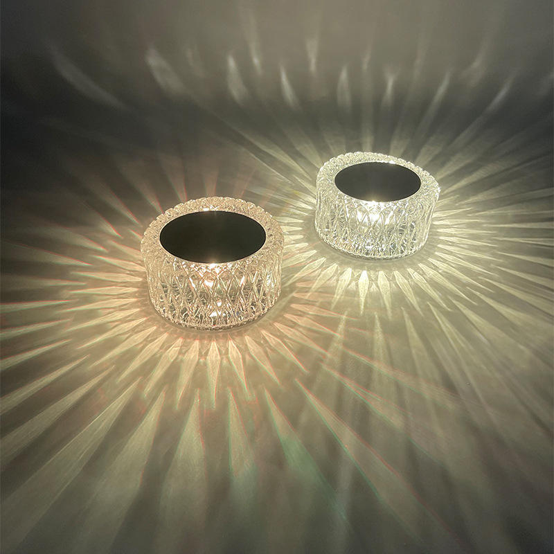 Lampada da tavolo in cristallo rosa Camera da letto Ricarica USB Comodino Luce notturna romantica Lampada da tavolo Touch Control Petalo Atmosfera Stoviglie Interni multicolore