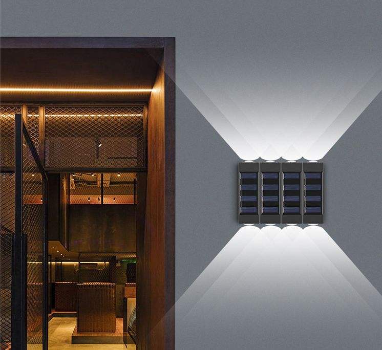 2023 applique da parete a LED solare applique da parete a giunzione luminosa lampada da parete per esterni impermeabile IP65 per la decorazione di giardini e cortili