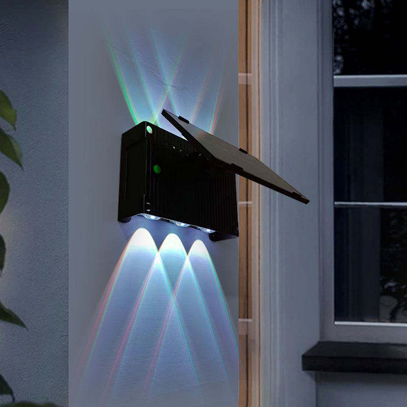 GISUN Nuovo prodotto Intelligent Light-Control Automatic Charging 6W RGB Solar Wall Lamp Led Waterproof Light for Garden
