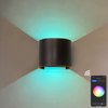 RGB APP 9W Controllo TUYA APP LED Applique da parete Impermeabile IP65 Portico Giardino su e giù Lampada da parete Lampada da parete impermeabile semicircolare