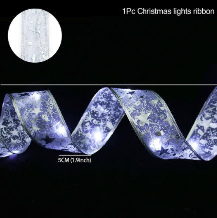 Luci a nastro a LED Ornamenti per l'albero di Natale Luci a stringa di fata Fiocco in pizzo fai-da-te per la lampada della decorazione natalizia di capodanno della casa di Navidad
