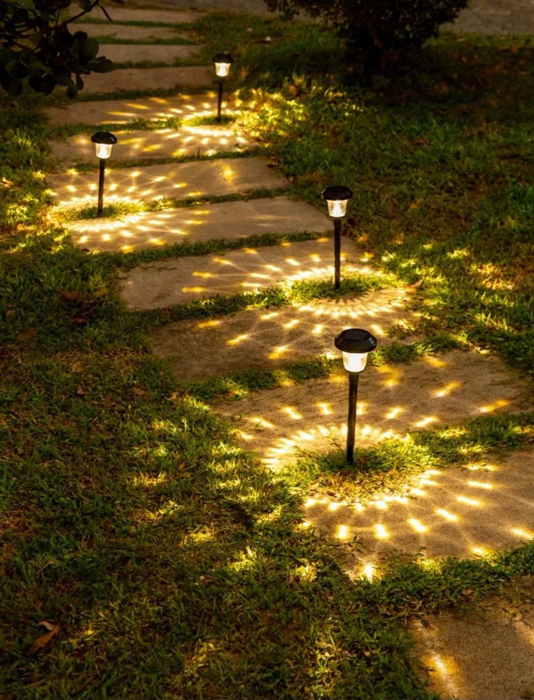 Lampada da prato solare in vetro luce giardino paesaggio decorazione inserita percorso lampada monocristallino polisilicio 600mah 1000MA batteria