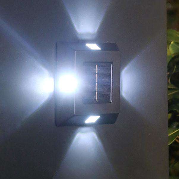 Lampada solare a 4 LED IP65 Lampada da parete per cortile a luce esterna impermeabile per giardino e decorazione della villa
