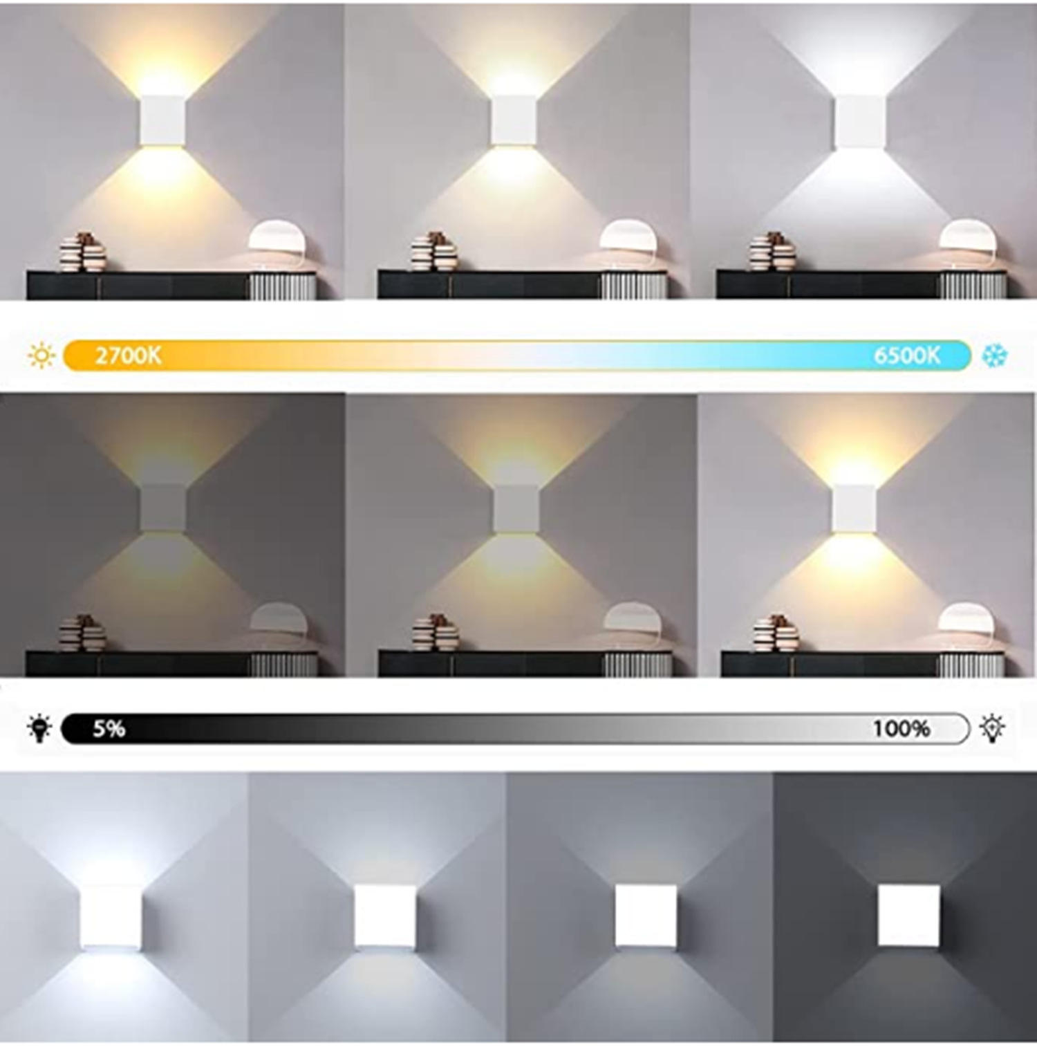 Applique da parete a Led quadrate Corridoio corridoio esterno Lampada dimmerabile multicolore Up Down con sensore di movimento per parete KTV Bar Camera da letto