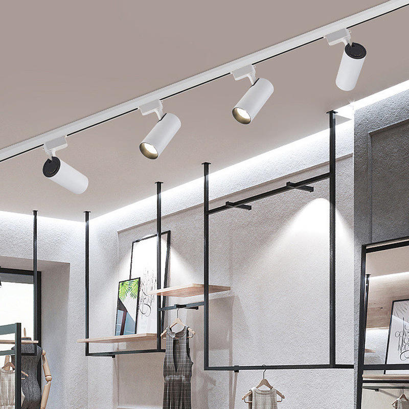 Faretto a binario ad alto display Faretto a LED Negozio di abbigliamento Montato a soffitto Sfondo del soggiorno Faretto a binario per rondelle da parete per guardaroba