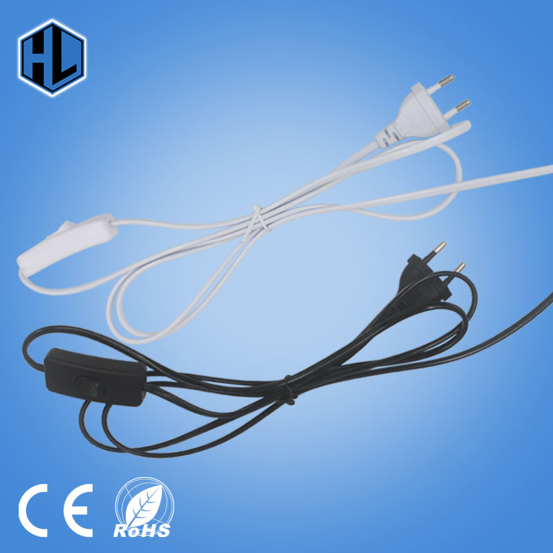 Cavo di linea da 1,8 m 303 On Off Cavo di alimentazione per lampada a LED con interruttore a pulsante Spina europea Commutazione luce Prolunga cavo trasparente