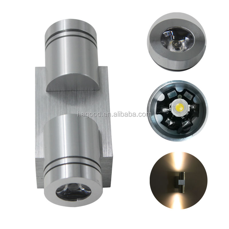 2x1W AC85-265V Lampada da parete a LED moderna in alluminio Lampada da parete Applique a specchio per la decorazione o l'illuminazione della parete interna
