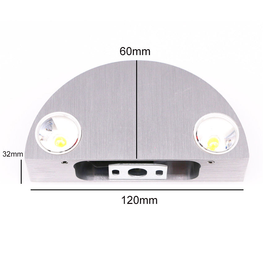 Lampada da parete a LED a semicerchio 3W in alluminio Up Down Applique da parete per camera da letto, comodino, corridoio, soggiorno