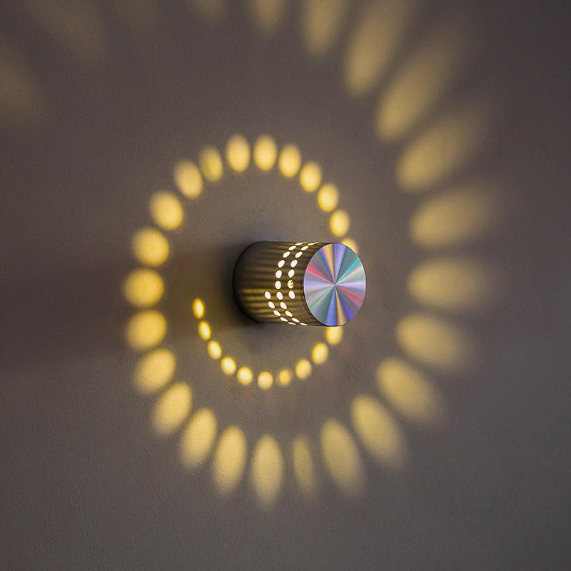 2023 luce notturna a prezzo economico Luci decorative a LED a parete con foro a spirale RGB LED