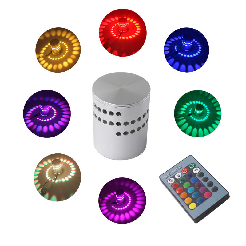 2023 luce notturna a prezzo economico Luci decorative a LED a parete con foro a spirale RGB LED