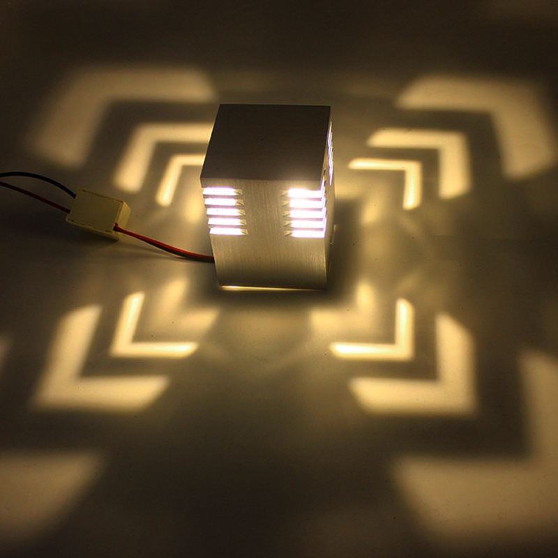Applique da parete a LED 3W AC85-265V Novità Lampade da parete luminose a foro quadrato per la decorazione delle scale del soppalco