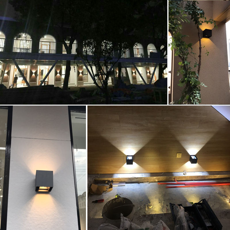 Stile industriale 12W AC85-265V Impermeabile IP65 Fascio regolabile in alluminio Lampada da parete impermeabile per esterni LED Cubo Popolare