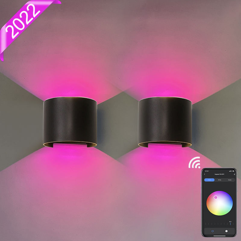 Ultima versione Lampada da parete impermeabile Wifi RGBW Lampada da esterno per esterni che cambia colore grazie alla lampada per app intelligente Supporta Amazon Alexa Google Assist