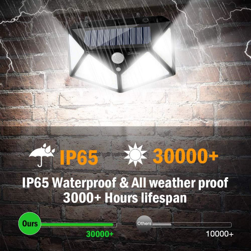 100 LED ip65 Luce solare Lampada solare per esterni Lampada da parete con sensore di movimento PIR Luce solare solare impermeabile per la decorazione del giardino