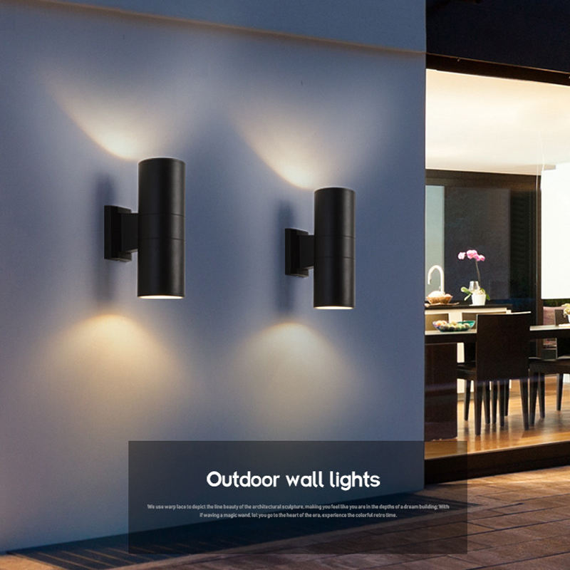 6W 12W COB Up Down Impermeabile IP65 Portico Lampada a doppia testa Cilindro esterno Apparecchio per balcone interno Lampada da parete a LED per applique da parete