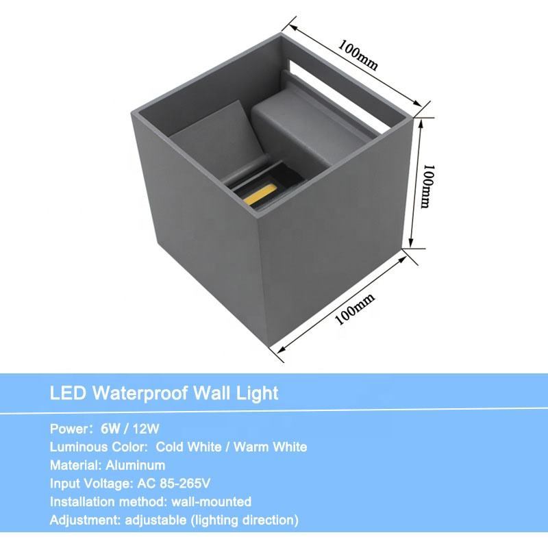 Stile industriale AC85-265V Impermeabile IP65 Fascio regolabile Lampada da parete impermeabile per esterni a LED in alluminio