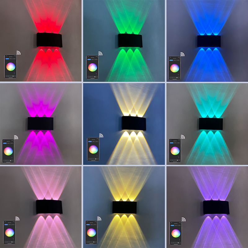 Lampada da parete per esterni Telecomando APP Lampada da parete a LED dimmerabile compatibile con Bluetooth RGB Utilizzato per la decorazione delle vacanze AC85-265V