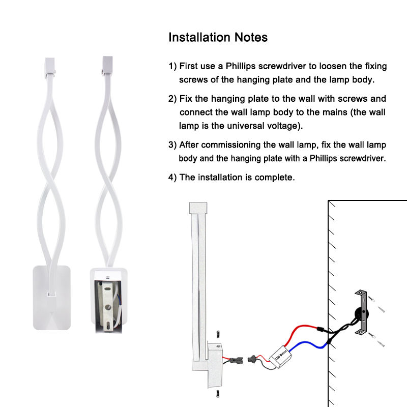 Decorazione moderna per la casa Lampada da parete a forma di onda in alluminio Up Down LED Applique da parete a LED per interni Holiday Garland Light