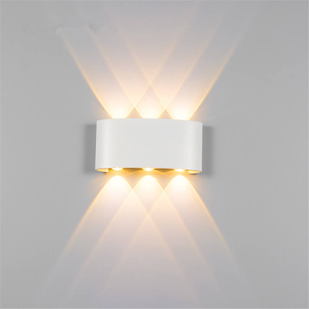 4W 6W 8W 10W 12W ovale su e giù per esterni lampada da parete impermeabile montata impermeabile IP65 applique da parete per esterni portico luce da giardino
