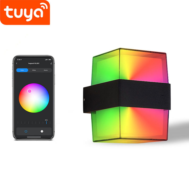 Tuya Graffiti Intelligent App Control RGBW Cambia colore Illuminazione per esterni Impermeabile IP65 Giardino Smart Wifi Lampada da parete a LED