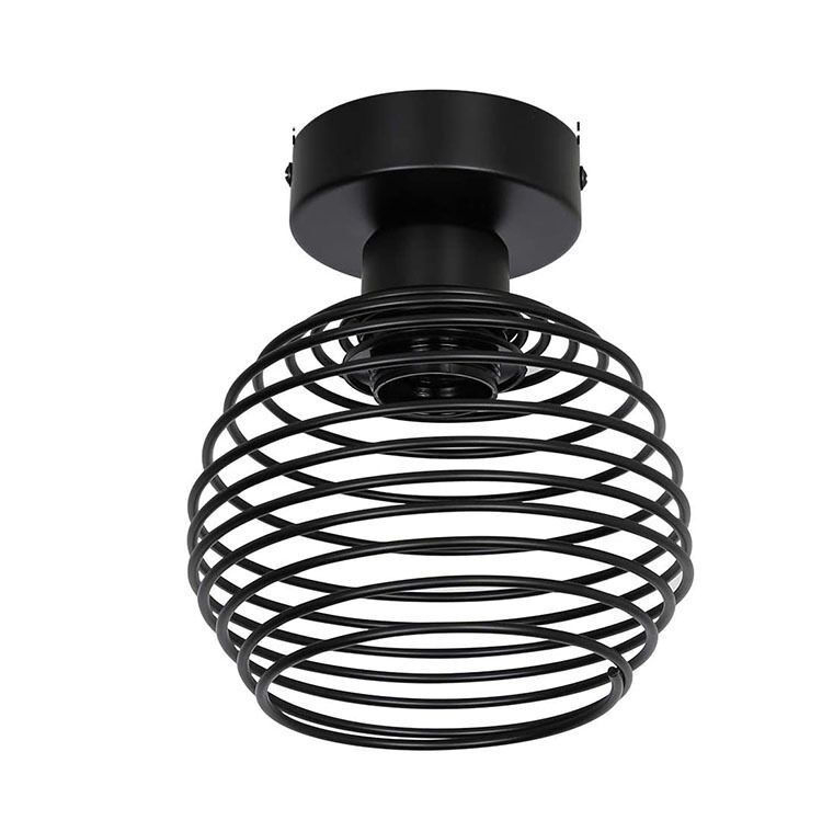 Plafoniere per interni in ferro vintage E27 per corridoio Corridoio Lampada da soffitto a LED retrò per interni per soggiorno camera da letto nera