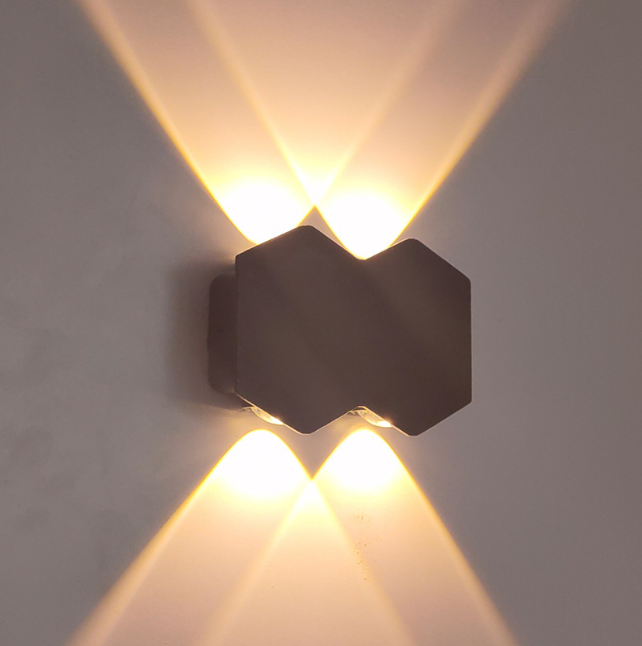 New Black Waterproof 4W 6W 8W Outdoor Wall Sconce Up And Down Lights Lampada da parete a forma di diamante montata a parete