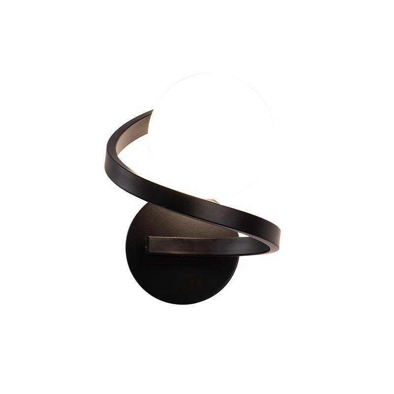 Lampada classica da comodino per camera da letto in cristallo Lampada da interno per interni Decorativa per interni in metallo nero oro Applique da parete moderna in vetro a led