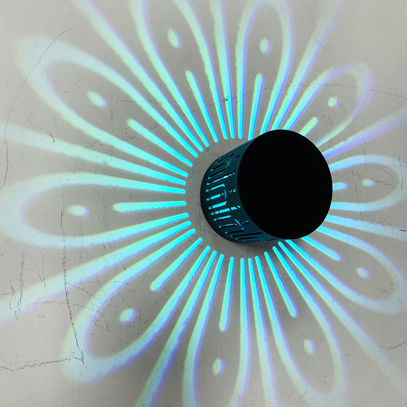 Lampada da parete 3W RGB Lampada da parete a fiore Luce notturna a distanza Foro a spirale montato a parete Lampada da parete decorativa a LED