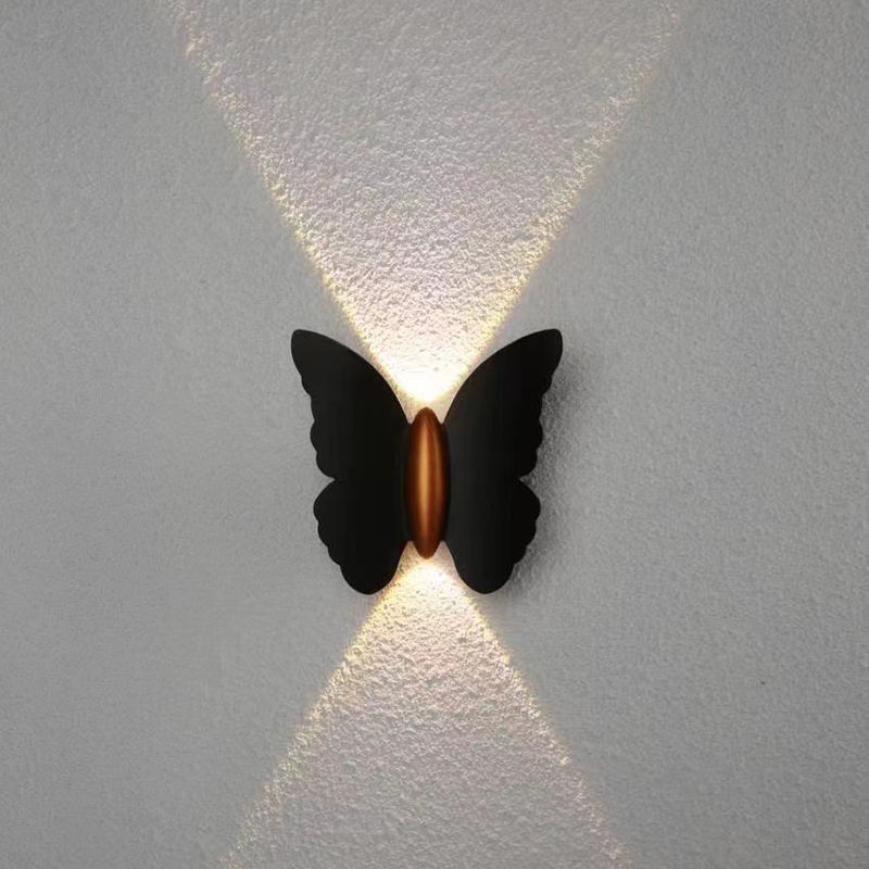 Lampada da parete per esterno a forma di farfalla 6w IP65 impermeabile per luce decorativa da giardino