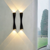 Lampada da parete da giardino 6W Lampada da parete moderna per villa da cortile Lampada da giardino per esterni su e giù Lampada a doppia testa Tromba d'oro Lampada da parete a LED impermeabile per esterni