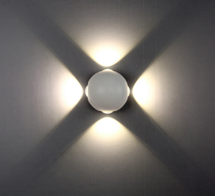 New Item Lampada da parete a LED rotonda da esterno bianca impermeabile da 12W con fonte di illuminazione a 4 lati Artigianato Reception Desk Lampada rotonda Decora