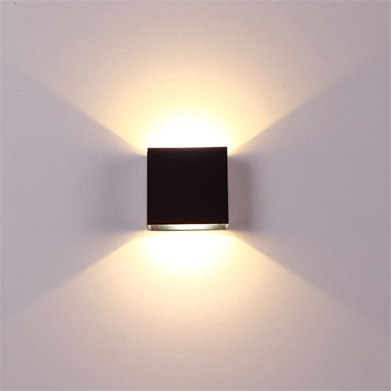 Cube CoB 6W LED Up And Down Wall Sconce AC85-265V Camera da letto Comodino Cubo Applique da parete per interni Decorazione in alluminio Apparecchio di illuminazione