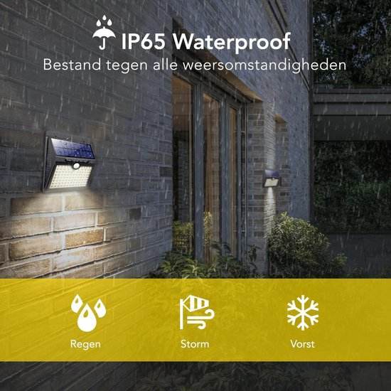Lampada da esterno solare con sensore di movimento - 97 LED - Luce bianca - Illuminazione da giardino a energia solare - Impermeabile IP65