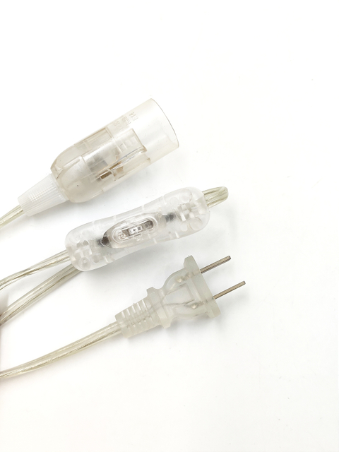 Spina filo trasparente 303 Interruttore E14 Corpo nudo Spina EU / EU / US Spina cavo lampada sale himalayano Portalampada sale himalayano