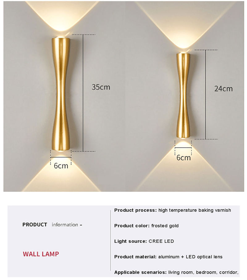 Groothandel Mode Decorate Indoor Zwart Goud Alluminio Acryl Ijzer Woonkamer LED Moderne Wandlamp