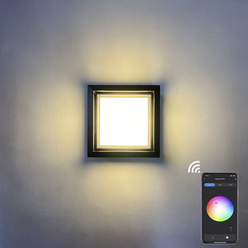Smart IP65 luce esterna impermeabile APP Lampada da giardino in plastica controllata impermeabile moderna applique da parete a LED montata a parete