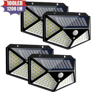 Lampada da parete solare 100LED cortile lampada solare a emissione di luce a quattro lati lampada da esterno impermeabile a induzione del corpo umano