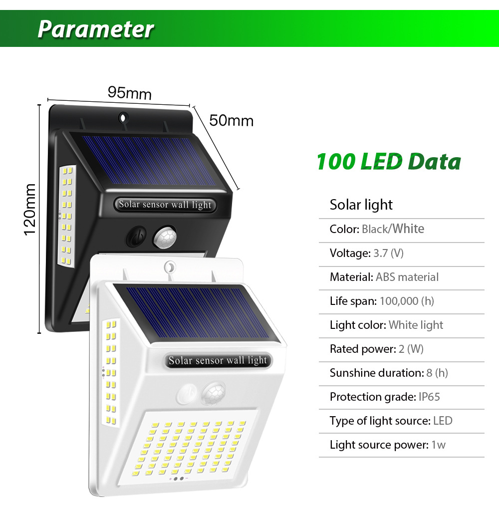 Smart Solar LED Outdoor Impermeabile Su e Giù Illuminazione luminosa Decorazione da giardino Luci solari Scale Recinzione Lampada solare