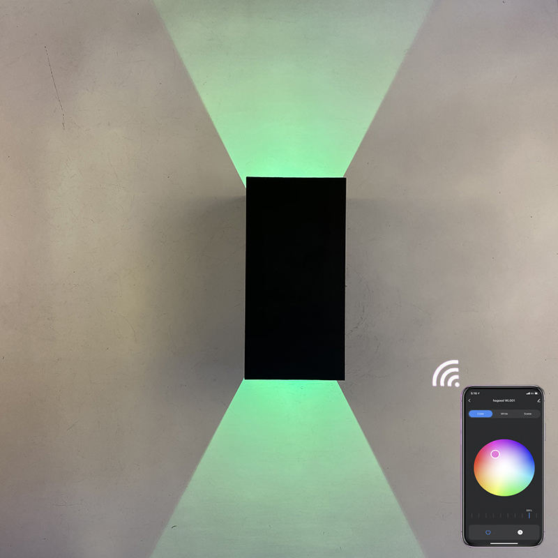 16 colori controllo APP luce da giardino esterno esterno casa moderna lampada da parete a led per esterni impermeabile fissata al muro