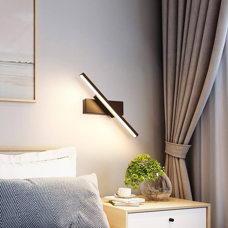 Lampade da parete moderne a LED 330 Comodino camera da letto girevole 6W AC85V-265V Applique da parete Lampada nera Corridoio Illuminazione per interni