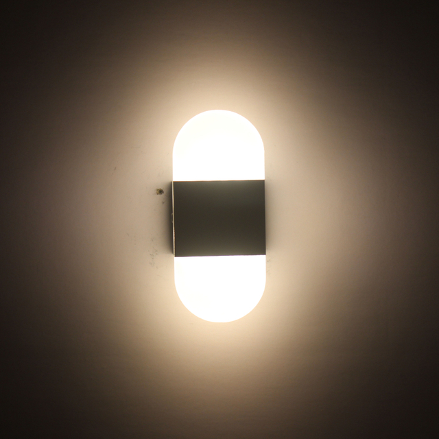 Lampada da 6W di alta qualità fantasia Lampada da parete in acrilico nero ad angolo retto / tondo e luce notturna per interni
